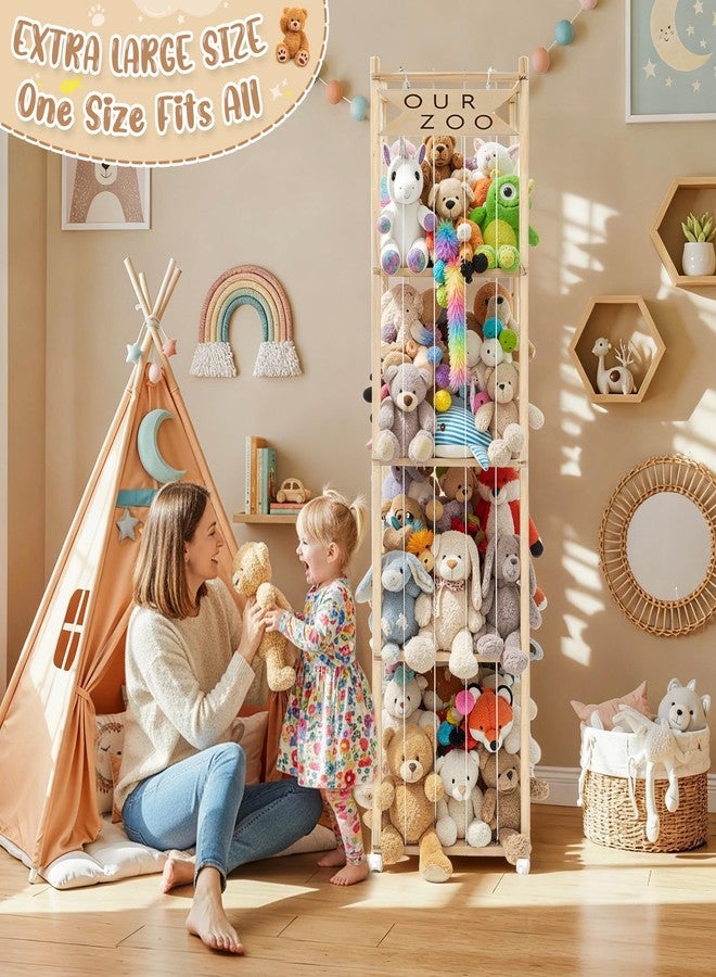 OurWarm Stuffed Animal Storage & Organizer, 68.5 Inch Large Wooden Zoo Stuffed Animal Holder with Wheels, Kids Toy Storage Organizer for Nursery Storage, Toddler Rooms, Playrooms, Bedroom Organization - Image 5